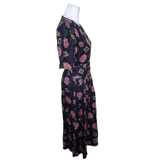 Karin Stevens Vintage Silk Short Sleeve Blouson Dress Womens Size 8 Black - Picture 3 of 6